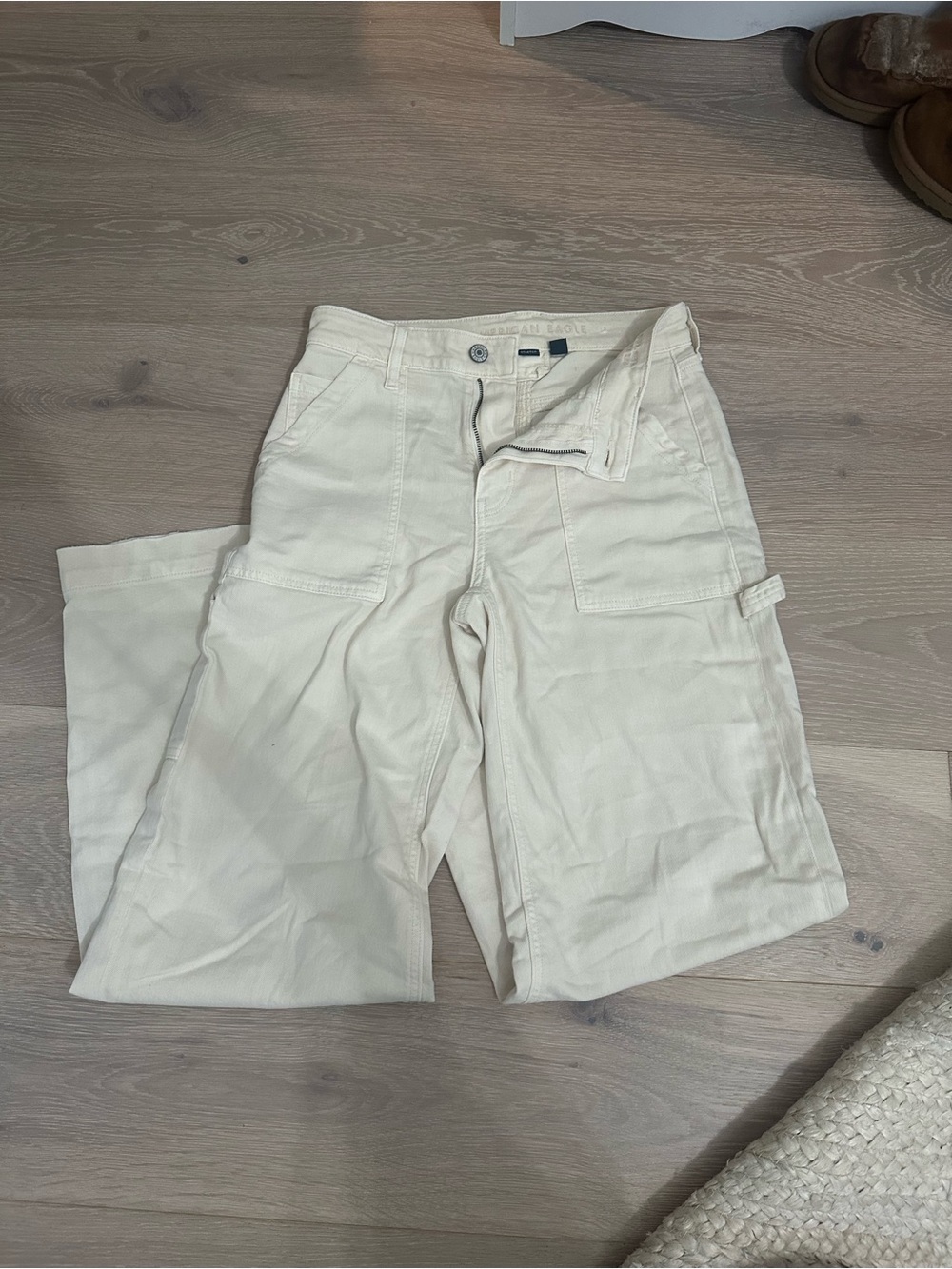 American Eagle Outfitters Cream Cargo Pants